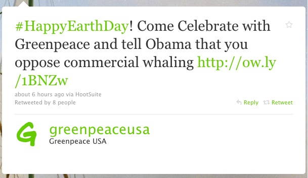 Green Peace USA Twitter Web Copywriter Blog Article