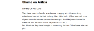 Aritzia Called Out for Fur
