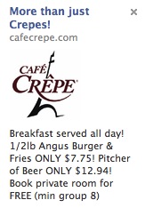 Cafe Crepe Facebook ad