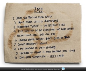 Steve Jobs' New Years Resolutions on a Napkin