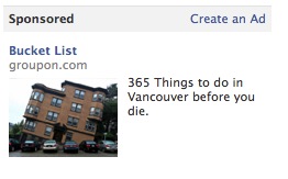 Groupon Facebook Ad with bad copy