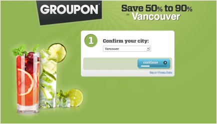 Groupon Landing Page Example