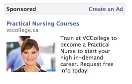 Facebook Ad for Nursing Program