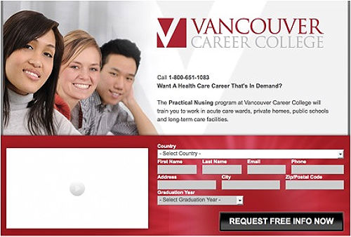 Landing Page for a Nursing Program at VCC