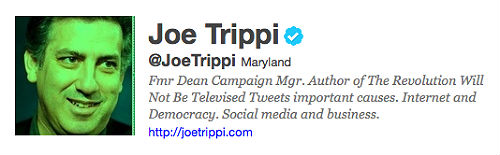 Joe Trippi's Twitter Account